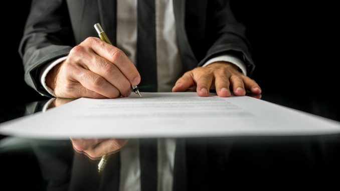 Signing legal papers
